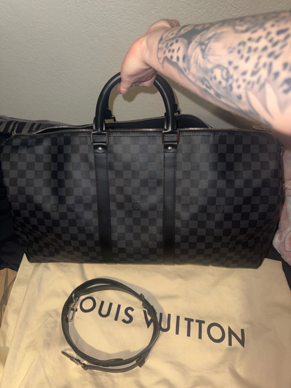 Louis Vuitton Black Damier Graphite Duffel Bag